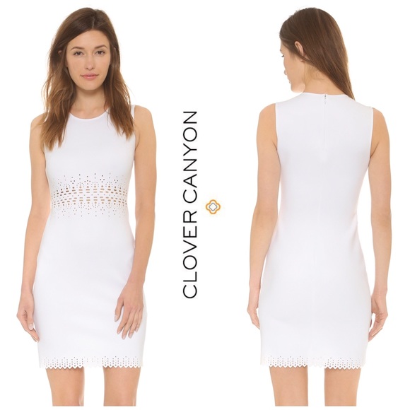 Clover Canyon Neoprene Laser Cut Dress Ivory White - Picture 2 of 8
